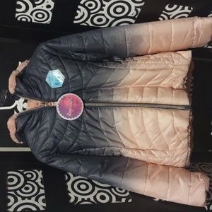 BNWT Girls 6x  reversible gray and pink fade puffy jacket